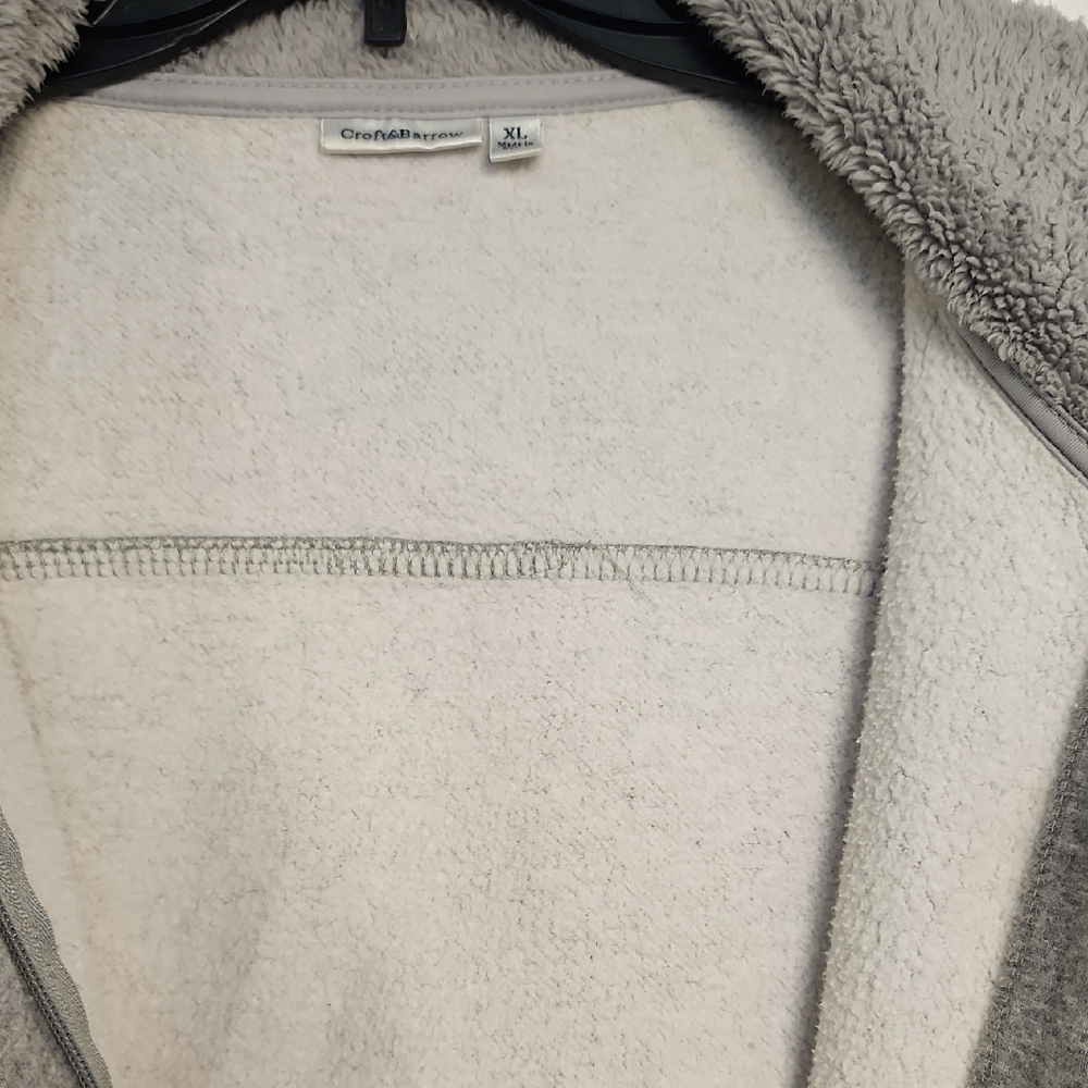 Croft & Barrow Patterned Gray Teddy Jacket - Picture 12 of 16